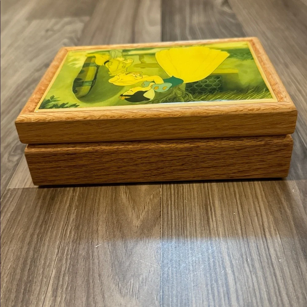 Snow White Dopey Disney Vintage Rare Tile Wood Open Jewelry Trinket Keepsake Box